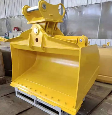 Custom Red / Yellow Tilting Excavator Bucket with Adjustable Opening