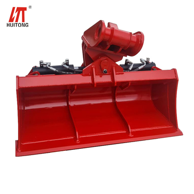 Custom Red / Yellow Tilting Excavator Bucket with Adjustable Opening